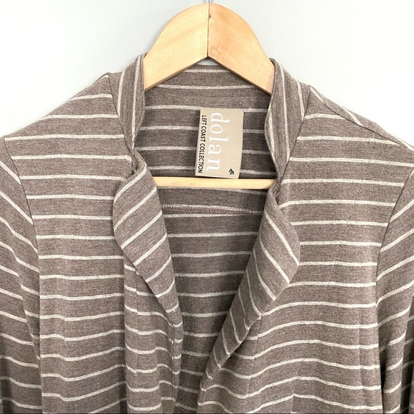 Anthropologie Taupe Cream Knit Striped Blazer Jacket Dolan Left Coast Sz M - Picture 8 of 13